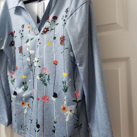 NoraCora L Long Sleeve Light Blue Blouse - Picture 7 of 12